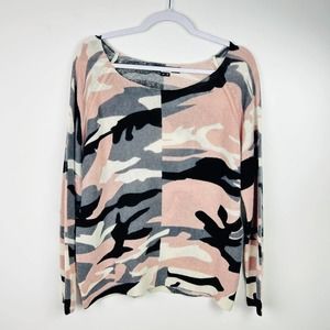 Skull Cashmere Pink Gray Camo 100% Cashmere Sweater Size XS
